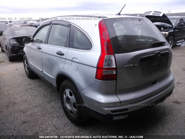 3CZRE3H38AG700204 - 2010 HONDA CR-V LX SILVER photo 3