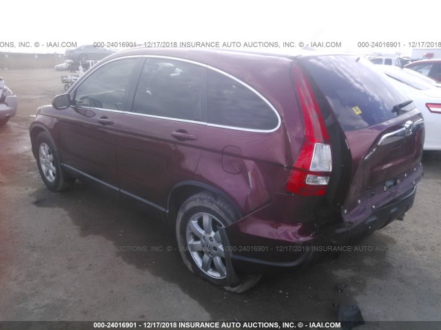 JHLRE38767C012984 - 2007 HONDA CR-V EXL MAROON photo 3