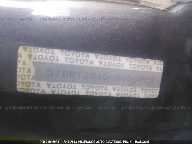 5TBRT38104S450028 - 2004 TOYOTA TUNDRA ACCESS CAB LIMITED GRAY photo 9