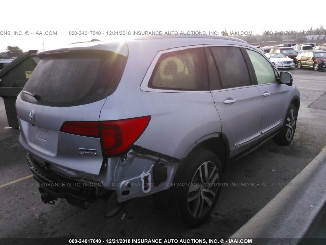 5FNYF6H96HB000718 - 2017 HONDA PILOT TOURING SILVER photo 4