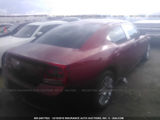 2B3KA43R87H681524 - 2007 DODGE CHARGER SE/SXT RED photo 4