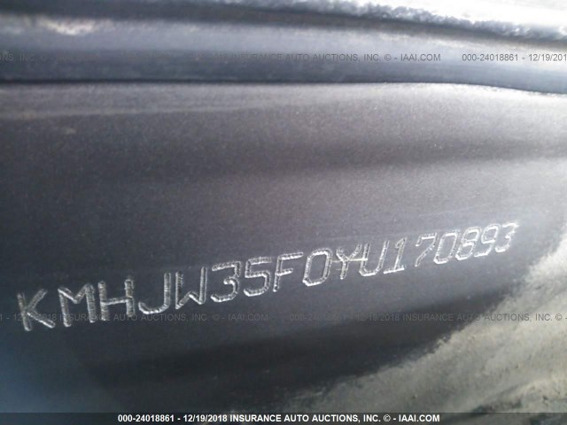 KMHJW35F0YU170893 - 2000 HYUNDAI ELANTRA GLS GRAY photo 9