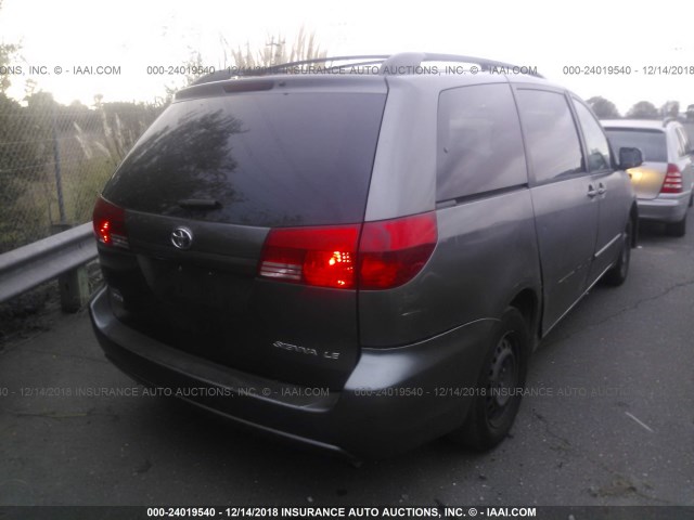 5TDZA23C44S036296 - 2004 TOYOTA SIENNA CE/LE GRAY photo 4