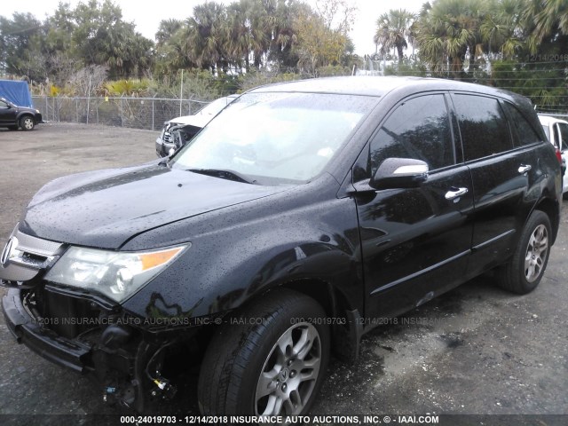 2HNYD28649H526940 - 2009 ACURA MDX TECHNOLOGY BLACK photo 2