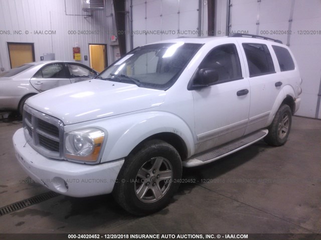 1D4HB58D24F122124 - 2004 DODGE DURANGO LIMITED WHITE photo 2