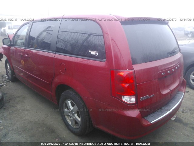 2C4RDGBG1CR385464 - 2012 DODGE GRAND CARAVAN SE RED photo 3