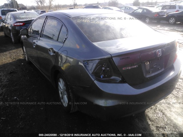 19XFB2F90CE028317 - 2012 HONDA CIVIC EXL GRAY photo 3