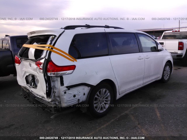 5TDYK3DC0ES469242 - 2014 TOYOTA SIENNA XLE/LIMITED WHITE photo 4