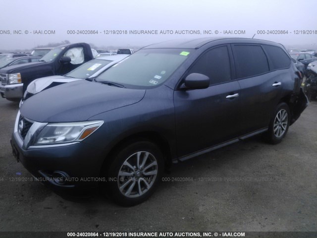 5N1AR2MN0EC715180 - 2014 NISSAN PATHFINDER S/SV/SL/PLATINUM GRAY photo 2