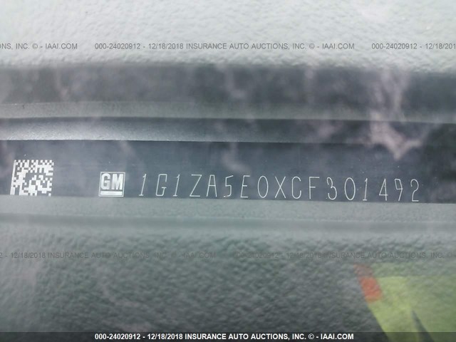 1G1ZA5E0XCF301492 - 2012 CHEVROLET MALIBU LS GRAY photo 9