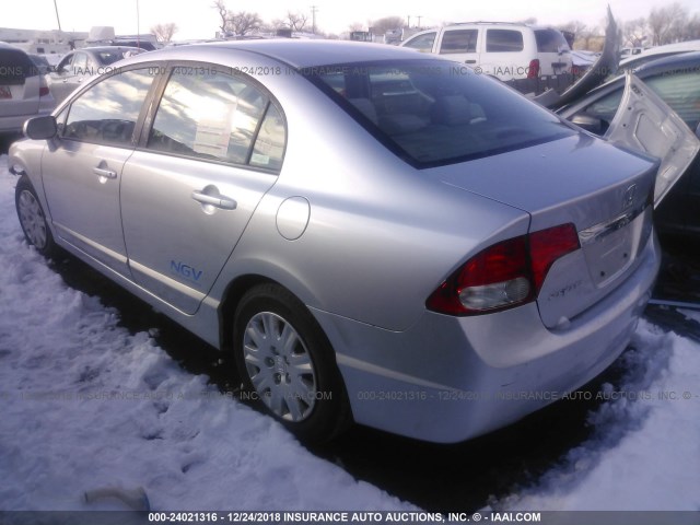 1HGFA46549L001005 - 2009 HONDA CIVIC GX SILVER photo 3