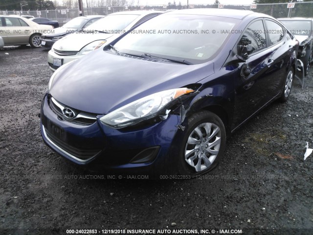 5NPDH4AEXCH121640 - 2012 HYUNDAI ELANTRA GLS/LIMITED BLUE photo 2