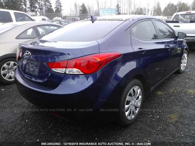 5NPDH4AEXCH121640 - 2012 HYUNDAI ELANTRA GLS/LIMITED BLUE photo 4