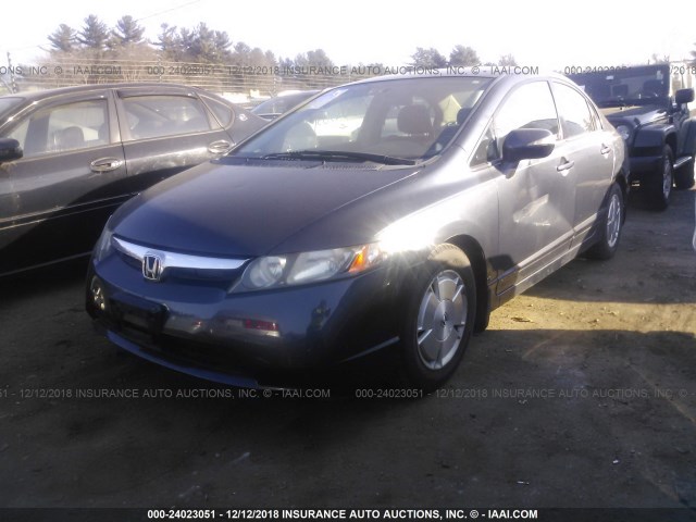 JHMFA36267S021367 - 2007 HONDA CIVIC HYBRID GRAY photo 2