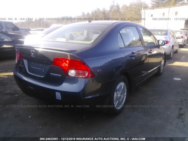 JHMFA36267S021367 - 2007 HONDA CIVIC HYBRID GRAY photo 4