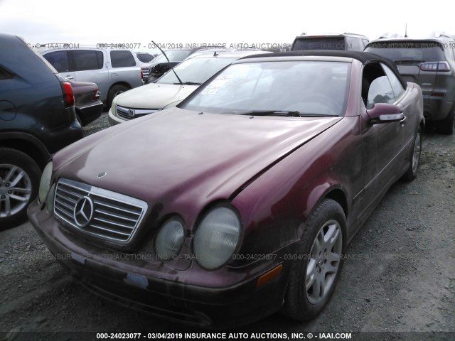 WDBLK70G41T072573 - 2001 MERCEDES-BENZ CLK RED photo 2