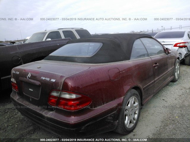 WDBLK70G41T072573 - 2001 MERCEDES-BENZ CLK RED photo 4