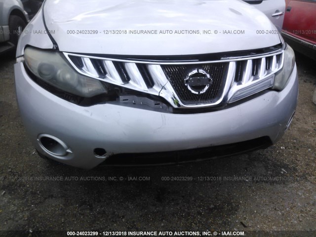 JN8AZ18W89W132222 - 2009 NISSAN MURANO S/SL/LE SILVER photo 6