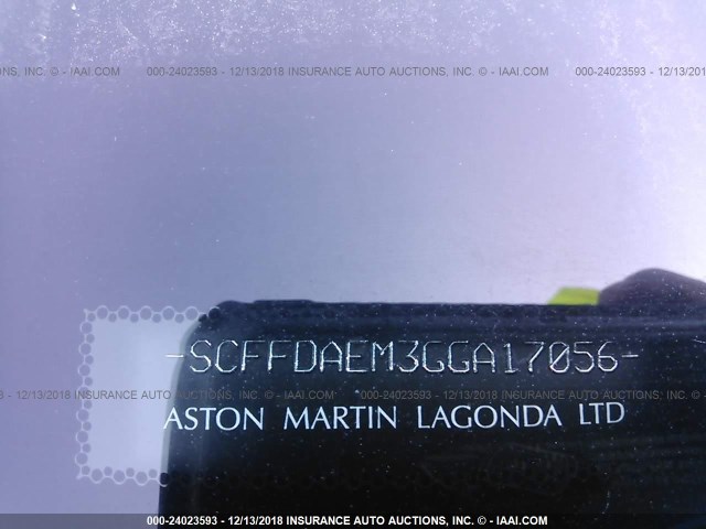 SCFFDAEM3GGA17056 - 2016 ASTON MARTIN DB9 BLACK photo 9