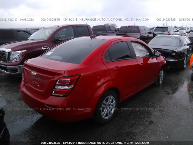 1G1JB5SH3H4141477 - 2017 CHEVROLET SONIC LS 红色 照片 4