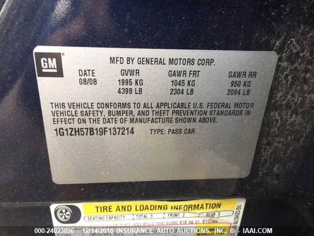 1G1ZH57B19F137214 - 2009 CHEVROLET MALIBU Unknown photo 9