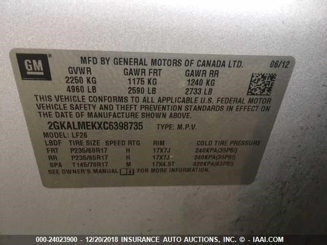 2GKALMEKXC6398735 - 2012 GMC TERRAIN SLE Unknown photo 9