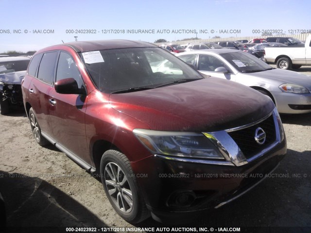 5N1AR2MN6DC639091 - 2013 NISSAN PATHFINDER S/SV/SL/PLATINUM RED photo 1