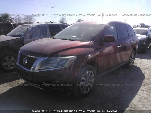 5N1AR2MN6DC639091 - 2013 NISSAN PATHFINDER S/SV/SL/PLATINUM RED photo 2