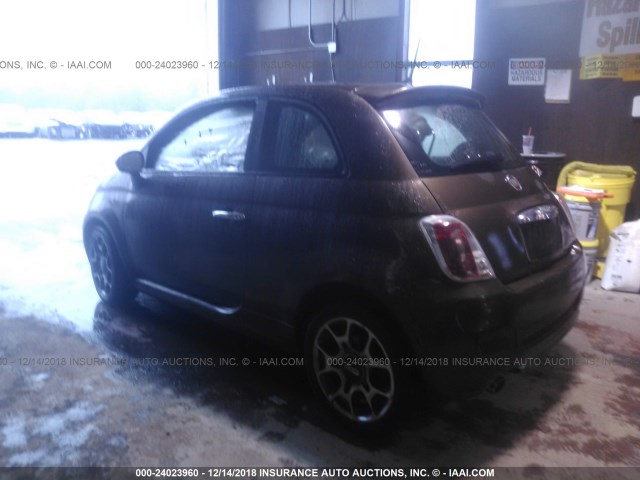 3C3CFFBR4DT655155 - 2013 FIAT 500 SPORT BROWN photo 3