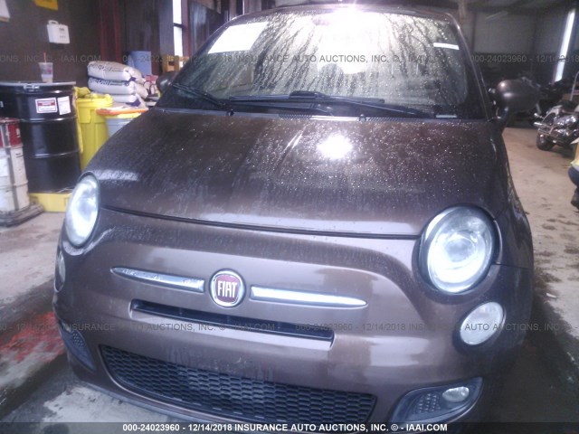 3C3CFFBR4DT655155 - 2013 FIAT 500 SPORT BROWN photo 6