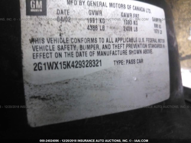 2G1WX15K429328321 - 2002 CHEVROLET MONTE CARLO SS 黑色 照片 9