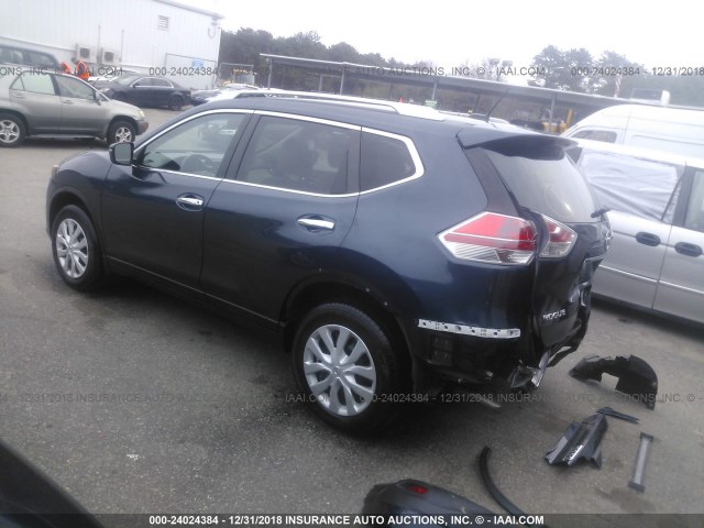 KNMAT2MV7GP707854 - 2016 NISSAN ROGUE S/SL/SV Dark Blue photo 3