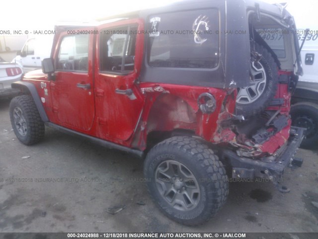 1C4BJWFG3FL724379 - 2015 JEEP WRANGLER UNLIMITE RUBICON RED photo 3