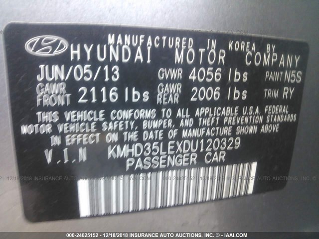 KMHD35LEXDU120329 - 2013 HYUNDAI ELANTRA GT GRAY photo 7