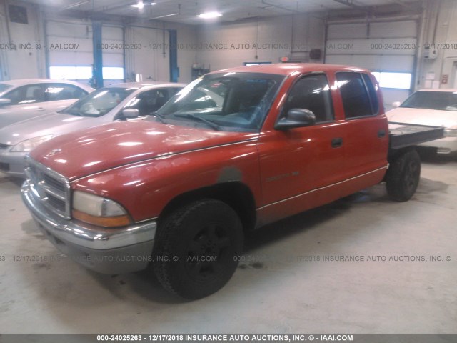 1B7GL2ANX1S144933 - 2001 DODGE DAKOTA QUAD RED photo 2