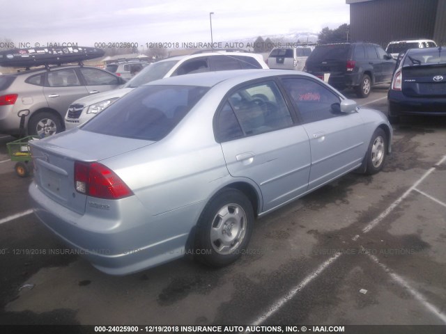 JHMES96604S009743 - 2004 HONDA CIVIC HYBRID BLUE photo 4