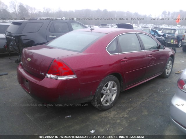 2G1WB5E37E1128714 - 2014 CHEVROLET IMPALA LIMITED LT RED photo 4