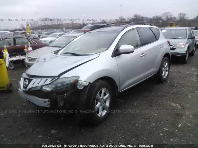 JN8AZ18U79W001071 - 2009 NISSAN MURANO S/SL SILVER photo 2