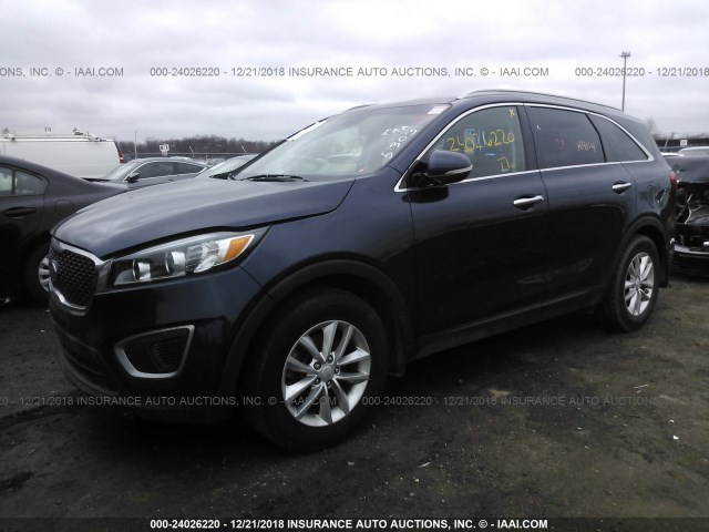 5XYPG4A37GG075308 - 2016 KIA SORENTO LX/L BLUE photo 2