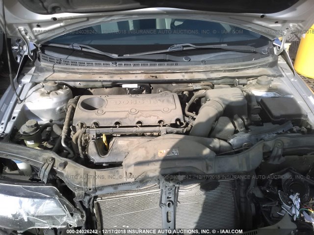 KNAFU4A22D5736594 - 2013 KIA FORTE EX SILVER photo 10