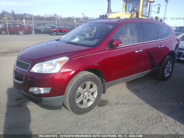 1GNKRGED0CJ294802 - 2012 CHEVROLET TRAVERSE LT RED photo 2