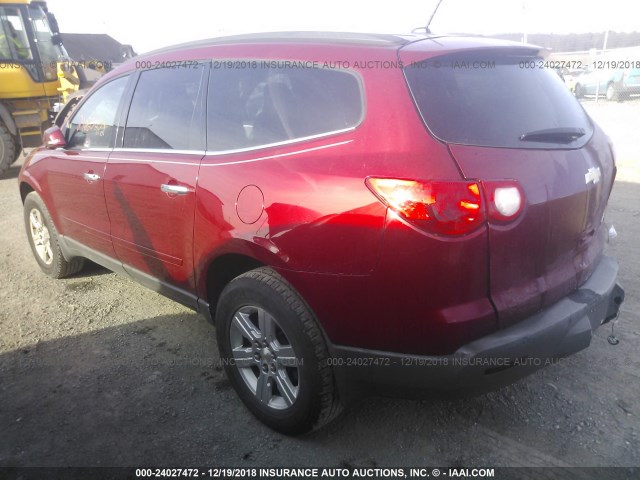 1GNKRGED0CJ294802 - 2012 CHEVROLET TRAVERSE LT RED photo 3