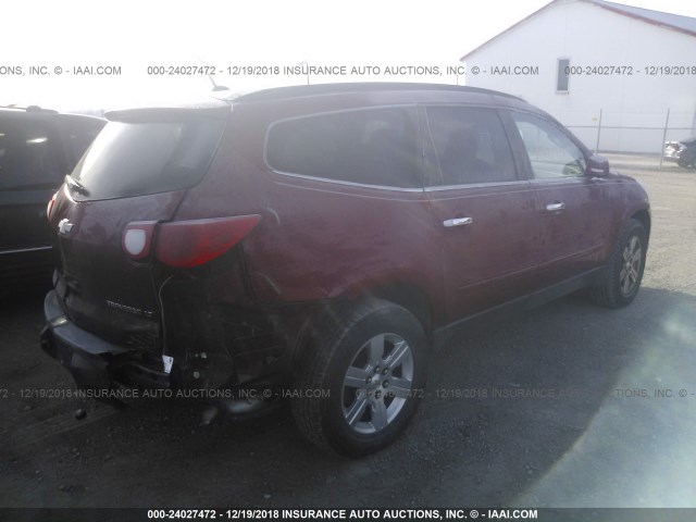 1GNKRGED0CJ294802 - 2012 CHEVROLET TRAVERSE LT RED photo 4