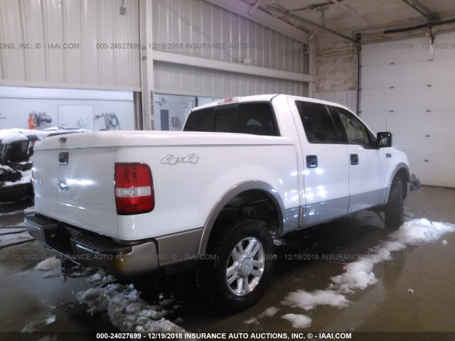 1FTPW14594KC72095 - 2004 FORD F150 SUPERCREW WHITE photo 4