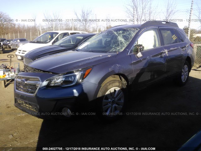 4S4BSAFC0J3242194 - 2018 SUBARU OUTBACK 2.5I PREMIUM BLUE photo 2