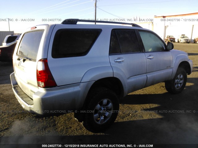 JTEBU14R578084464 - 2007 TOYOTA 4RUNNER SR5/SPORT SILVER photo 4