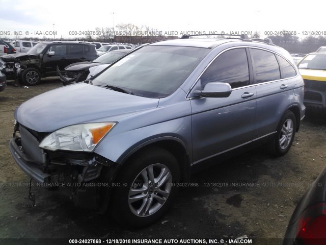 JHLRE4H79AC009168 - 2010 HONDA CR-V EXL Light Blue photo 2