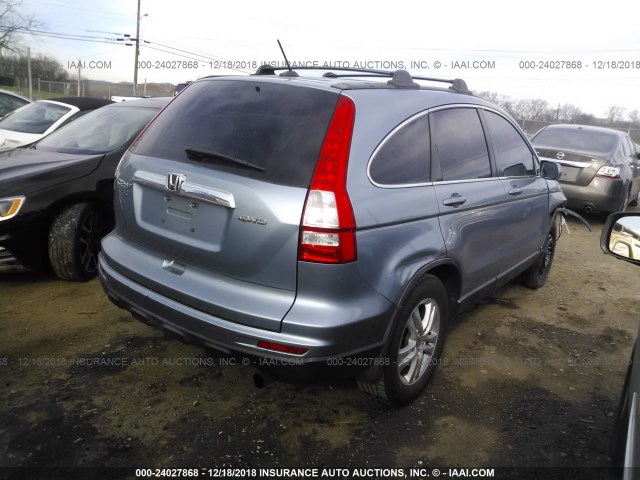 JHLRE4H79AC009168 - 2010 HONDA CR-V EXL Light Blue photo 4