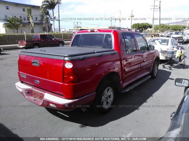 1FMZU67K05UA65111 - 2005 FORD EXPLORER SPORT TR  RED photo 4