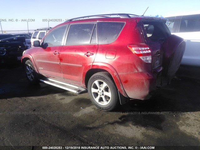 2T3YK4DV0AW004816 - 2010 TOYOTA RAV4 LIMITED RED photo 3